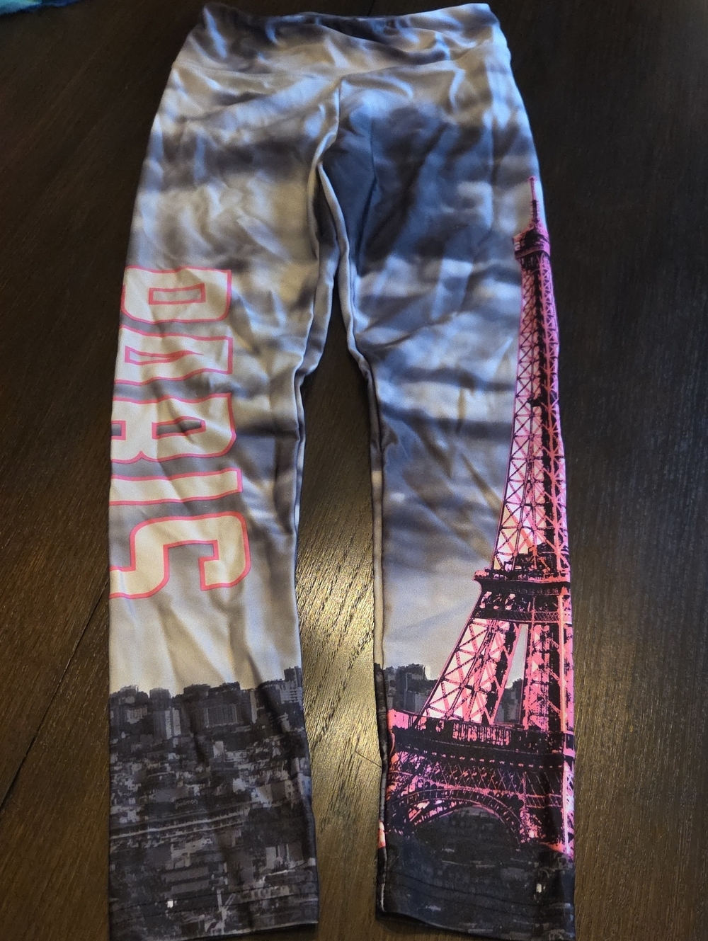 Justice Gray Leggings with Pink Eiffel Tower and Paris Print